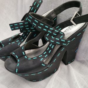 Black and turquoise platform shoes